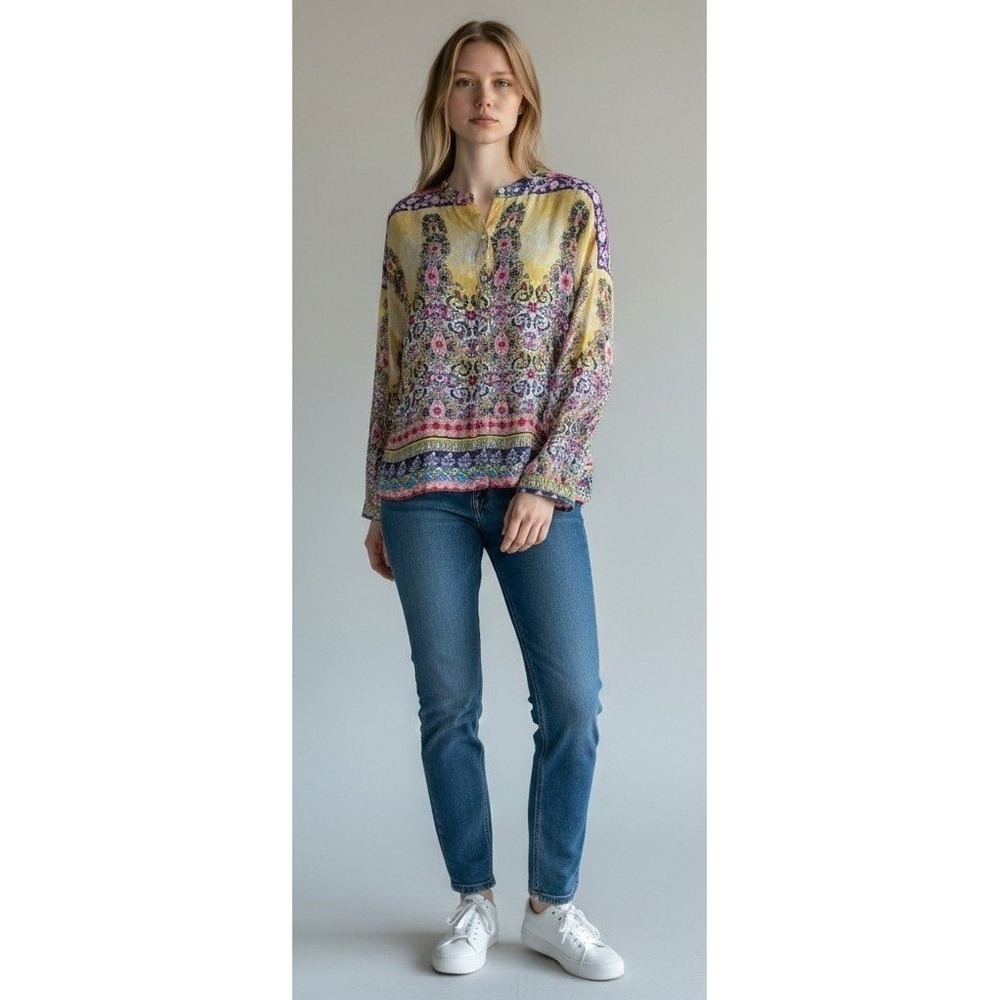 Love Kyla Womens XS Paisley Floral Top Multi-Color Boho Cottagecore festival